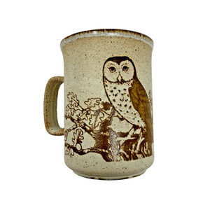 Vintage 1970s Dunoon Stoneware 4" Mug Owls Family Speckle Made in Scotland EUC